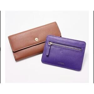 LODIS Texas Leather 2-Piece Wallet Chsnt/Heliotrop A625707
